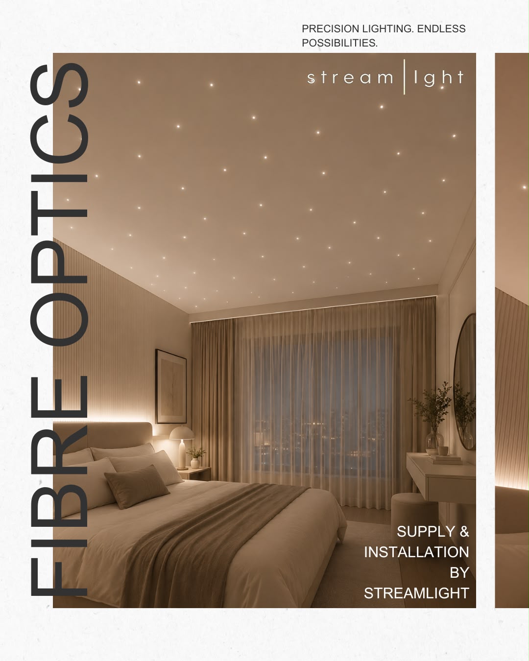 Fibre optic star ceiling installed in a bedroom by Streamlight