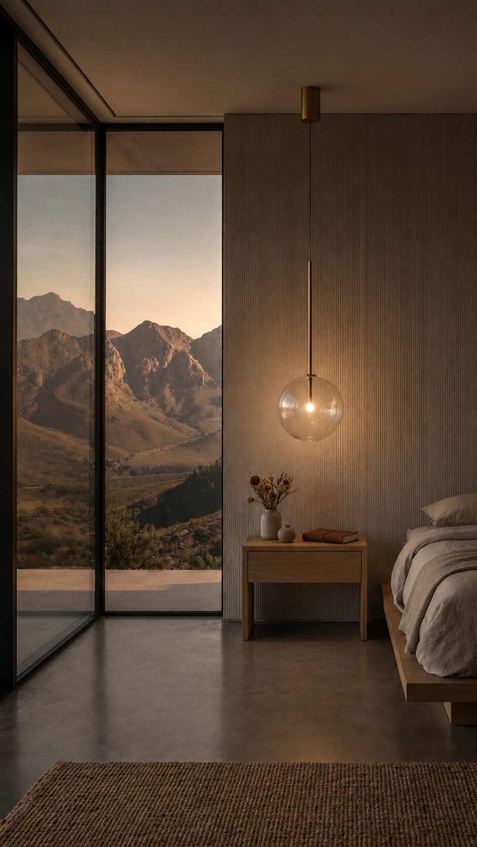 Three sculptural dome pendant lights over a kitchen island, decorative lighting supplied by Streamlight